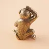 Latón Puro Sólido Mono Melocotón Adornos Pequeños Zodiaco Chino Lindo Mono Pequeño Shoutao Manijas de Cobre Bronce Antiguo Bronce Tallado Artículos de Bronce