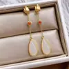 Gong Dian Guo Chao Método Antiguo Oro Plata Esterlina Rojo Sur Jade Hetian Pendientes Mujer Estilo Chino Retro Cheongsam Palacio Joyería para Orejas