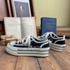 Malha respirável xadrez plataforma lona sapatos femininos 2023 novo verão nicho all-match casual altura-aumentando tênis esportivos