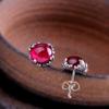 Brincos de prata S925, joias de prata tailandesas, artesanais, antigos, de corindo vermelho, para mulheres, brincos de personalidade, simples e modernos