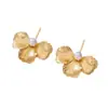 Brincos de Flor com Pérola Incrustada de Camada Única, Moda de Nicho Mais Vendidos Transfronteiriços, Adequados para Mulheres Usarem em Encontros Diários e Festas