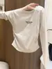 Camiseta de algodón puro de cuello redondo y manga larga para mujer, corte ajustado, elegante, inspirada en Instagram, adelgazante, top de capa interior, nueva colección de otoño