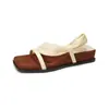 ¡Versión de piel de oveja! Sandalias de Suela Gruesa con Punta Cuadrada de Una Sola Tira para Mujer para Ropa de Exterior Verano 2025 Nuevas Sandalias Retro Elegantes de Dos Usos
