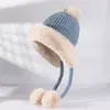 Nuevo Gorro de Lana Tejido para Otoño e Invierno para Mujer, para Exteriores, Forro Polar, Protección Auditiva Cálida para Ciclismo, Gorro sin Visera, Bola de Pelo, Gorro Mongol