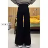 Jeans Anchos Versión a Negra para Mujer, Nuevo Otoño Talla Grande Sueltos Adelgazantes Figura de Pera Pantalones Acampanados