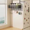 Prateleira lateral de geladeira suprimentos de cozinha rack de armazenamento com gancho multicamadas filme plástico garrafa de tempero ferramenta de instalação sem perfuração