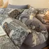 Juego de cuatro piezas vintage de algodón puro Clase A, funda nórdica y sábana de 100% algodón puro cepillado, juego de ropa de cama de tres piezas de lujo ligero para dormitorio