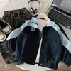 Chaqueta de otoño para exteriores para niños Muye, abrigo elegante con bloques de color para niños, top de estilo coreano para niños pequeños, ropa para niños