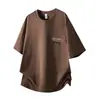 Roupas Masculinas Fengshe / Verão 2026 Nova Camiseta Estampada de Algodão Puro Estilo Americano para Homens, Tamanho Grande, Caimento Solto, Marca Tendência, Manga Curta