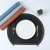 Base de Mesa Semicircular com Borda Dourada Estilo Ins Nórdico, Porta-Copo, Jogo Americano de Couro, À Prova d'Água e de Óleo, Jogo Americano Estilo Ocidental para Hotel, Atacado em Estoque