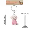 Cachorrinho rosa plano 2D 1 peça fofo cão Maltês usando padrão de moletom rosa chaveiro, disponível