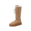 40-42 Tamanho Grande Acolchoado Quente Duas Formas Botas de Neve Altas 2025 Inverno Plataforma Salto Médio Camurça Botas de Pele para Mulheres