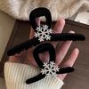 Horquilla de copo de nieve de terciopelo negro con pedrería para mujer, otoño e invierno, clip para flequillo lateral, frente, cabello suelto, clip BB, horquilla, adorno para la cabeza
