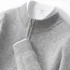 Otoño e Invierno Nuevo Jersey de Punto con Cremallera de Cuello Medio Alto para Hombre de Manga Larga de Cachemira para Hombre Casual Top de Punto