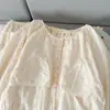 Pijama dulce estilo japonés para mujer, primavera y otoño, con almohadillas en el pecho, algodón nube, estampado floral, conjunto de ropa para el hogar de manga larga, se puede usar fuera