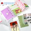 Libro de Hojas Sueltas Estrella Colorida M5 PVC Ultra Transparente Cuaderno de Mano A6A7 Cuaderno de Mano con Purpurina Clip Metálico Colorido de 6 Agujeros Tapa Blanda