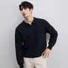 Suéter tipo polo para hombre estilo Old Money con cuello camisero, cuello en V, cuello de gaviota, tejido de punto de manga larga para otoño e invierno, venta al por mayor de fábrica transfronteriza