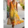 Moda Femenina Nueva Primavera/Verano Marca Independiente Europea y Americana Transfronteriza Minimalista Elegante Holgado Cuello en V Estampada Botón Diagonal Vestido Camisa G956