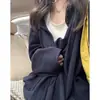 Sudadera con capucha estilo coreano para mujer, Otoño 2026, Nueva, Holgada, Casual, Adelgazante, Sensación relajada, Cárdigan, Chaqueta con cremallera