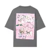 Camiseta Lavada con Estampado de Cuello Redondo Elegante para Mujer, Moda Nueva 2026, Estilo Europeo y Americano Transfronterizo 0085069