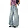 Jeans rasgados retro americanos 2026 primavera/otoño petite rectos holgados adelgazantes de pierna ancha