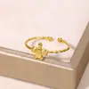 Anel Tartaruga Dourada Aço Titânio Não Desbota Ouro 18K Feminino Design de Nicho Anel Fofo Anel Atacado