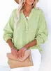2026 Moda Europea y Americana Transfronteriza Estilo Primavera y Otoño Blusa de Color Sólido Manga Larga Botón Plisado Camisa para Mujer Top Pullover Holgado