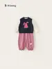 Conjunto de Tres Piezas Ropa para Niños Pequeños You Bao Camiseta Interior con Volantes Chaleco de Lana de Conejito Pequeño Pantalones Deportivos Casuales Conjunto para Niñas