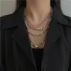 Joyería Transfronteriza Europea y Americana, Retro Elegante, Collar Versátil Sexy de Múltiples Elementos, Collar Geométrico Multicapa de Cadena Simple para Mujer