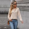 Bai Fen Zhi YiAmazon 2025 Nuevo Jersey de Punto Casual Transfronterizo Color Sólido Cuello Solapa para Mujer