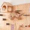 Tablero perforado Árbol para gatos Accesorios Ahorro de espacio para apartamentos pequeños Escalera para gatos Cama para gatos montada en la pared Estante para gatos integrado Tabla de salto para gatos