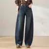 Calça jeans azul vintage, nova coleção outono 2026, cintura alta, perna curva, alta qualidade