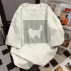 Camiseta Informal de Manga Corta Oversize con Estampado de Letras de Marca de Moda Verano Versátil Ropa de Trabajo Estilo Vintage para Pareja Top