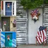 Corona del Día de la Independencia de Estados Unidos Decoración para el Hogar Transfronteriza Producto Nuevo Rojo, Blanco y Azul Espiga de Trigo Colgante Decoración de Puerta Corona