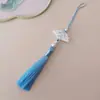 Guanshan Yue recomienda abanico de ácido acético con borla de 18 cm marcapáginas con pincho de perla linterna accesorios para ropa Hanfu cheongsam infantil