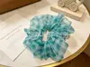 Elásticos para el pelo coloridos, elegantes y artísticos, scrunchies de malla floral de alta elasticidad, accesorios en stock para venta al por mayor