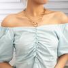 Collar de cadena para clavícula con cabeza y cuello de aleación multicapa de tendencia simple europea y americana para niña