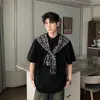 Marca de Moda Diseño Americano de Nicho Chal a Cuadros de Color Contrastante Camiseta de Manga Corta para Hombre y Mujer Diseño de Verano con Sentido de la Moda Top Falso de Dos Piezas