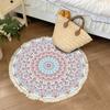 Alfombra Redonda Tejida de Algodón Poliéster con Borlas Estilo West Wave Redonda Cesta Colgante Estilo Trendy Mecedora Felpudo Alfombra de Sala de Estar