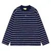 Camiseta de Manga Larga a Rayas con Bloques de Color Estilo Retro Americano para Hombre, Primavera Holgada Estilo Callejero Cuello Redondo Manga Corta Ins