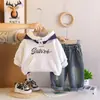 2026 Nuevo Conjunto de Dos Piezas con Sudadera y Mangas Largas con Letras Inglesas con Estilo para Niños y Niñas, Atuendo Casual de Primavera Estilo Coreano