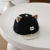 Sombrero infantil de ala suave para exteriores, sombrero de felpa cálido para bebé de otoño e invierno transfronterizo, gorra de pico de gatito dulce coreana