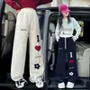 Calça de Moletom Reta para Meninas 2025 Nova Primavera e Outono Azul Marinho Versátil Calça Esportiva Wide Leg Caimento Solto Calça de Comprimento Total