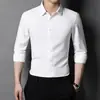 Nueva Camisa de Manga Larga para Hombre Otoño 2025, Casual de Negocios Color Sólido Corte Ajustado Cuello Campana Camisa Básica, Venta al por Mayor para Hombres