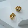 Pendientes sencillos de plata 925 con forma de cuerno, estilo coreano, modernos y elegantes, diseño trenzado vintage, pendientes de aro únicos, cierres de oreja, accesorios para mujer