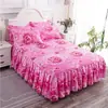 Saia de Cama Dupla Renda Transfronteiriça Conjunto de Três Peças Cobertura de Cama Espessa Antiderrapante Saia de Cama Cobertura de Cama de Peça Única Saia de Cama Atacado