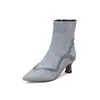 Botas de mujer de tacón alto con punta y bloques de color de moda, talla grande, botines de otoño e invierno 7701