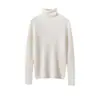Suéter de cashmere puro com gola alta integrada sem costura, suéter pullover feminino, novo suéter canelado slim fit de outono e inverno