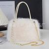 Bolso de piel de zorro sintética, minimalista, para mujer, otoño e invierno, bandolera de felpa con perlas, 24 unidades