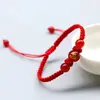 Pulseira de Corda Vermelha do Zodíaco Doze Signos Ágata Vermelha Natural Pulseira de Contas de Transferência do Ano de Nascimento Feminino Pulseira de Casal Tecida à Mão